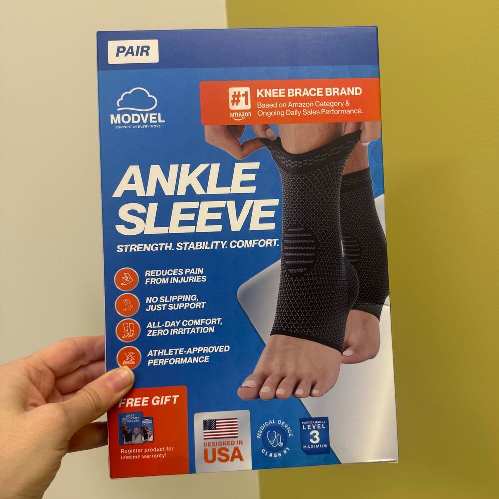 Modvel Ankle Sleeve Foot & Ankle brace Pair Sz Large NEW